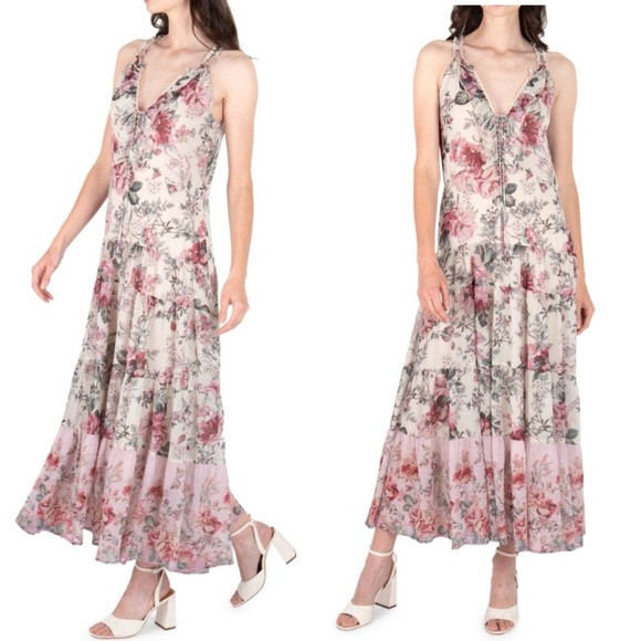 SECRET Mission Emmeline Romantic Floral Boho Chic Maxi Dress NEW Size Small NEW - Picture 1 of 13